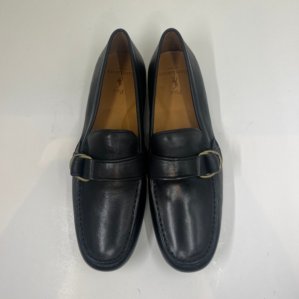Polo Ralph Lauren Allon Loafers Men's 11D Black Tumbled Leather D-Ring Buckle - Picture 8 of 9